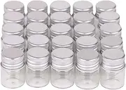 MaxMau 100 Sets Small Glass Bottles with Aluminum Cap Screw Top Lids 5 Milliliter Tiny Vials DIY Art Craft Storage