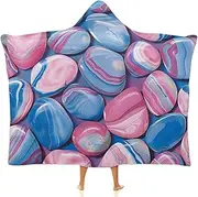 [Ausinbed] Rainbow Stone Wearable Cloak Hooded Blanket Fleece Hooded Robe Cloak Arctic Velvet Warm Throw Quilt Poncho Soft Nap Blanket Novelty Blanket Air Conditioning Blanket,50"x60"