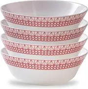 [CORELLE] Everyday Expressions 4-Pc Soup/Cereal Bowls Set, Service for 4, Durable and Eco-Friendly 18-Oz Bowls, Higher Rim Glass Bowl Set, Microwave and Dishwasher Safe, Azure Medallion