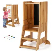 Babyjoy 2-in-1 Kids Step Stools w/Drawing Board Baby Kitchen Stool Helper Adjustable Standing Tower