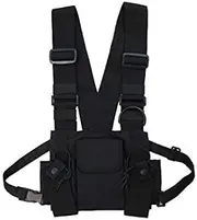 Byttlerom Radio Walkie Talkie 3 Pocket Chest Pack Bag Harness with Zipper for Front Pack Vest Pouch Carry Case
