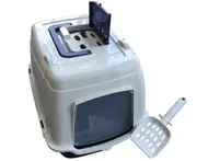 Salesbay Front Open Portable Hooded Cat Toilet Litter Box Tray House Scoop
