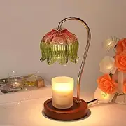 Lotus Flower Candle Warmer Lamp with Timer & Dimmer | Electric Wax Melt Warmer | Vintage Aesthetic Bedroom Decor | Compatible with Scented Jar & Various Candles | Scented Jar Gift(A)