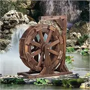 Water Wheel Fountain Garden Decoration Water Feature Waterfall Wheel/Water Feature Wheel Water Pump Wooden Design Fountain Outdoor Freestanding Fountain Balcony Garden (Size : 30cm(11.8inch))