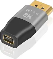 Duttek 8K Mini DisplayPort to DisplayPort Adapter 1Pack, 32.4Gbps Displayport to Mini displayport Adapter, Mini Dp Female to DP Male Adapter, DP 1.4 to mDP 1.4 Extension Adapter for Gaming, Laptop