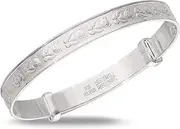 Children's 925 Sterling Silver Teddy Bear Bangle, teddy bear pattern bracelet, Baby Bangle, 1, Silver