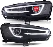 Car Accessories LED Headlights Compatible For Mitsubishi Lancer EVO X 2008-2021 DRL Car Head Light Assembly Front Demon Eyes Lamp(With red demon)