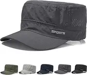 [Initlove] Cadet Army Cap Unisex Military Hat Quick Drying Mesh Flat Top Hats for Men Women