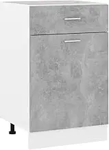 Drawer Bottom Cabinet Concrete Grey 50x46x81.5 cm Engineered Wood,Kitchen Storage Cabinet with Ample Space and Easy Cleaning in Concrete Grey Storage Cabinets