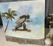 The skateboarder-Pebble art,paint,craft,original from Miranda P. 12/12/1