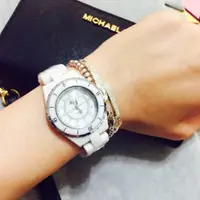 在飛比找蝦皮購物優惠-小香經典同款 陶瓷錶 鑽錶 白色 手錶 學生 上班族 韓妞