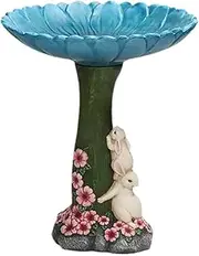 Bird Bath for Outside, Resin Rabbit Frog Ornament Birdbath, Antique Garden Bird Bath Bowl Statue Bird Drinking Feeder Decoration for Outdoor Patio Yard Lawn Backyard Desktop Tabletop Shelf