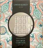 Cynthia Rowley Orange Green Tapestry Medallion Fabric Shower Curtain