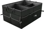 Car Trunk Organizer - Car Boot Storage Organizer Bag With Sidewalls | Foldable Auto Travel Storage Organizer Bag | Large Capacity Vehicle Automotive Trunk Storage Bag With Handles For Cars