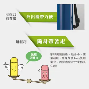 【ZOJIRUSHI 象印】不銹鋼真空保溫瓶(SJ-TG10)｜1000ml 可拆式肩背帶