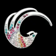 Charming Milti-Color Rhinestone Crystal Flying Pheasant Bird Brooch Pin B994