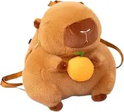 [Generic] Capybara Plush Toy | Stuffed Hand Bag With Orange,Cute Children, Home Decoration, Animal Toy Backpack For Cold Weather