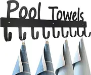 GreatMH Black Pool Towel Rack Outdoor Towel Rack for Pool Towel Hooks Towel Hanger for Bathrobes Clothes 9 Hooks, (GMH)