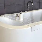 Custom Acrylic Bathroom Bath Caddy Wine Glass Holder Tray Over Bath Tub