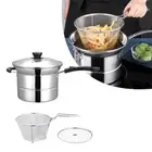 with Strainer Saucepan Soup Pot with Pasta Colander Tempura Pot French Fries