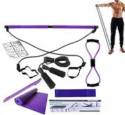 Pilates Bar Kit - Pilates Bar Yoga Bands Gym Kit - 8X Workout Equipment, Stretching Yoga Set, Home Gym Accessories for Full Body Exercise