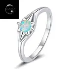 Genuine 925 Sterling Silver Opal Star Retro Band Ring for Women & Girls - Unique