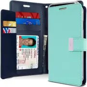 Goospery For Apple iPhone 15 Rich Diary Wallet Flip Case Leather Card Slots Magnetic Cover (Aqua)