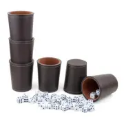 Felt-Lined PU Leather Dice Cup Set, 6 Quiet Dice Shaker Cups with 36 Dices for