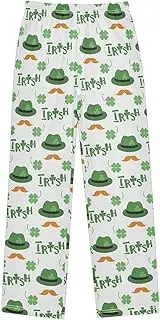 [ZZXXB] Irish Leprechaun Hat Beard Boys Long Pants Soft Trousers Elastic Waist Kids Lounge Bottoms with Pockets S-XL
