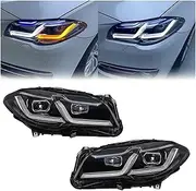 2PCS LED Headlights Compatible For BMW F10 F18 2010-2017 M5 520i 520d 530i 530d LED Lights F10 F18 Headlights Car Accessories(2011-2013 Year,HALOGEN_NO AFS)