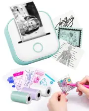 Sticker Printer - T02 Mini Portable Thermal Printer Inkless Sticker Maker Mac...