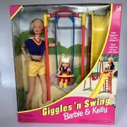 Giggles N Swing Barbie & Kelly Doll Set Slide 1998 20333 NRFB Bx Slightly Damage