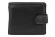Milleni Mens 11cm Leather Flat Wallet Money Card Holder w RFID ID Window Black
