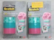 2 Pack! Scotch Expressions Magic Tape Circles Turquoise Pink 2013 NIP