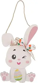 LOLIPPYY Easter Bunny Wooden Door Sign Spring Rabbit Decor Handmade Welcome Hanger for Front Door Unique Easter Party Decoration for Porch Home Durable Wooden Design