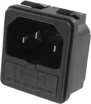NEW Qualtek 723W-X2/03 Snap-In 3-Prong Male Panel Mount Connector w/ Fuse Holder
