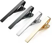[runootPR] Set of 4 Tie Clips Gold Black Silver Blue Men's Set for Office Wedding Business Men's Jewellery with Gift Box, 2.17, copper, No Gemstone