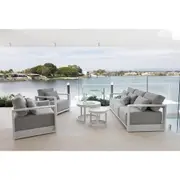 Whitehaven 3+1+1 Seater Outdoor Aluminium Lounge with Hugo Coffee Table Set - Outdoor Aluminium Lounges