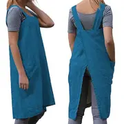 Women's Cross Back Pinafore Apron with Large Pockets Home Kitchen Restaurant ...