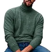 Men's T Shirt Turtleneck shirt Long Sleeve Shirt Long Sleeve Rolled collar Spring Fall Plain Fashion Casual Chunky Vacation Casual Weekend Black Green Gray Top