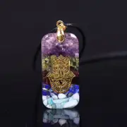 Crystal Resin Orgonite Pendant Hamsa Hand Necklace Fatima Smart Jewelry Resin