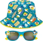 [Baby Shark] Children's Sunglasses & Bucket Hat Summer Set 100% UV Protection, Blue