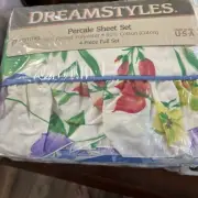 Dreamstyles 4 Piece Full Double Sheet Set Floral Pattern Percale