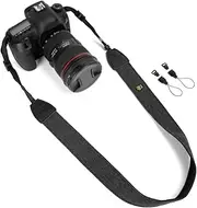 WANBY Camera Canvas Neck Shoulder Camera Strap with Quick Release Buckles Vintage Print Soft Colorful Camera Straps for Women Men All DSLR SLR Cameras (Black)