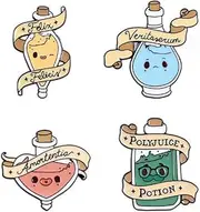 [TAdibu] 4 Pcs Magic Bottle Enamel Pin Hair Potion Skull Witchcraft Badges Magical Potions Enamel Pins Metal Women Brooch Jewelry Accessories Gifts For Friends, Metal