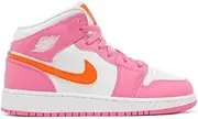 [Nike] Big Kid's Jordan 1 Mid Pinksicle/Safety Orange-White (DX3240 681)