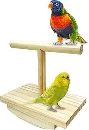 Bird Perch - Bird Perches for Cage | Wooden Standing Rest Parrot Perch | Bird Cage Accessories | Wooden Toy Training Station Swinging Standing Interactive for Desk Window Outside Birdwatching Monitor