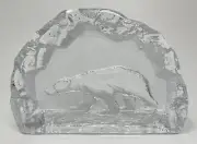 Vintage Nybro Crystal Polar Bear Sculpture Paperweight, Sweden