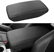 INTGET Car Center Console Armrest Cover for Subaru Crosstrek/Impreza Accessories 2024 Leather Arm Rest Box Lid Middle Console Seat Cover Protector (Black Stitches, 2024+), IN-104418