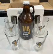 Blue Corn Brewery Santa Fe New Mexico 64 Oz Jug & 4 Glasses